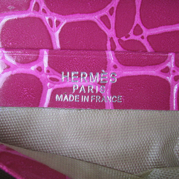Cheap Replica Hermes Pink Crocodile Veins Wallet H006